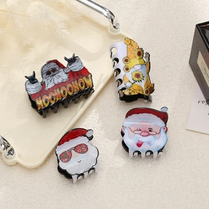 Molla per Capelli di Natale Carino Cartone Animato Babbo Natale Gnomo Girasole PVC Acetato Pinze per Capelli per Donne Ragazze Accessori Capelli