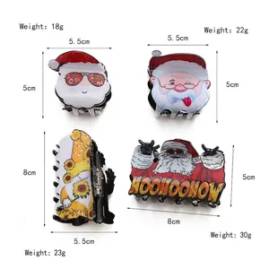 Set di mollette per capelli natalizie con Babbo Natale e gnomo per acconciature moda