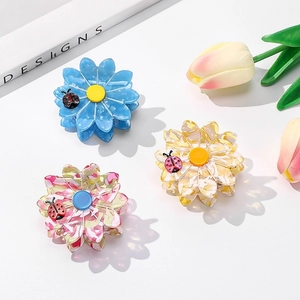 Acetate Flower Hair Claw Clip For Women Fashion Ladybug Decorative Shark Clip Floral Marble Hairstyle Accessories