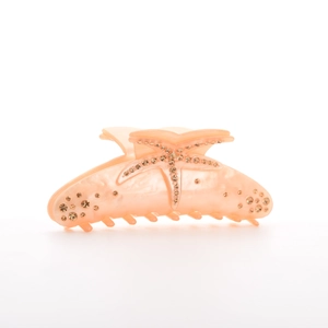 Starfish acrylic hair claw clip with rhinestones in marble pink for women hairstyles
