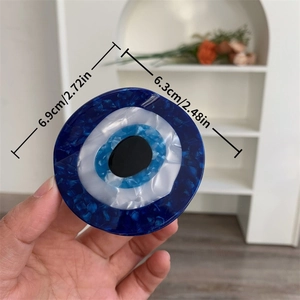 Evil eye pattern acetate hair claw clip with blue marble texture for women