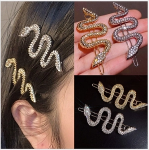Pince à Cheveux Serpent en Strass de Luxe Barrette en Alliage Brillante Accessoire de Cheveux Serpent Élégant pour Femme Fête