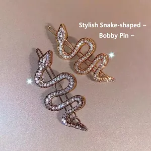 Barrettes serpent en strass brillants, ensemble doré et argenté pour un style chic