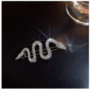 Barrette à cheveux serpent argentée avec strass scintillants et pince à cheveux minimaliste