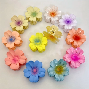Pinces à Cheveux Fleur Mat Résine Translucide Frangipanier Tournesol Pinces à Cheveux pour Femmes Accessoires Vacances