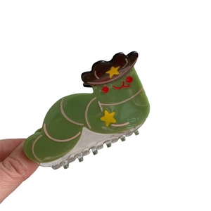 Creative caterpillar hair claw clip in acetate with a cowboy hat design for women