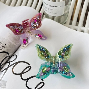 Butterfly Acetate Hair Claw Clip Sparkling Rhinestone Elegant Shark Clip Fashion Daily Styling Hair Accessory For Women