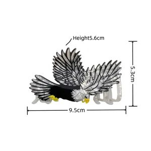 Pince à cheveux aigle élégante avec motif marbre noir et blanc, grande taille de 9,5 cm