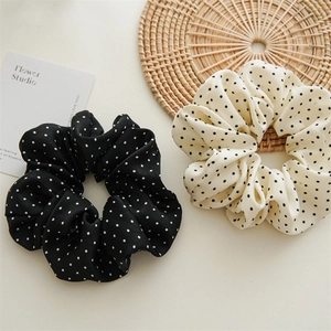 Ensemble d'élastiques à cheveux élégants à pois noir et blanc pour coiffure de femme