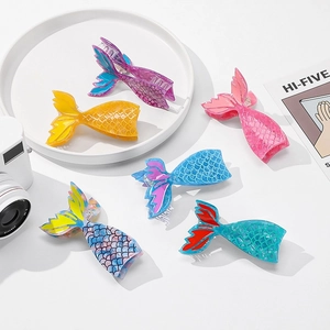 Mermaid Tail Design PVC Hair Claw Clip Handmade Fish Scale Fashion Large Shark Clip For Women Cute Hair Accessories