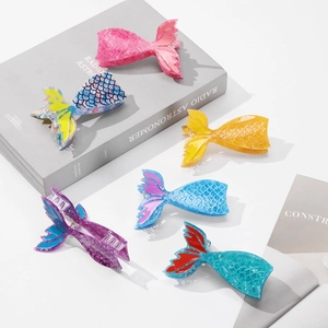 Mermaid tail hair claw clips in six vibrant colors made of high-quality acetate material