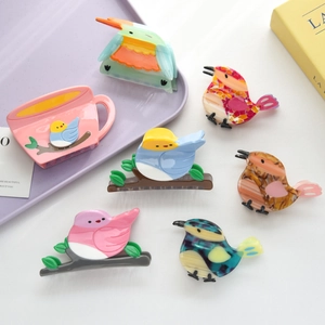 Handmade Animal Bird Shaped Cellulose Acetate Hair Claw Clip Cute Coffee Cup Fashion Hair Accessory For Women Girls