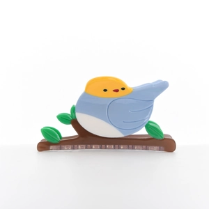 Cute bird on tree branch claw clip made of acetate for women's hair styling