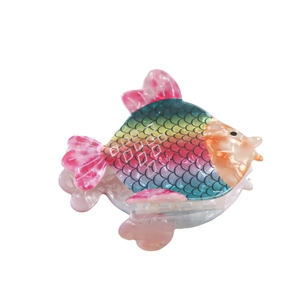 Pince à cheveux mignonne en forme de poisson dégradé arc-en-ciel pour petites filles