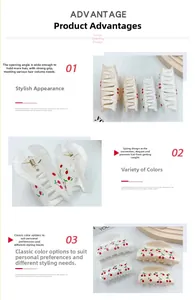 Detail of red cherry print hair claw clips showing sturdy springs and varied sizes