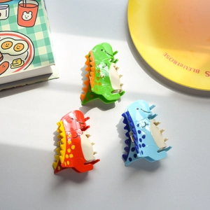 Pinces à cheveux dinosaures mignonnes en vert, rouge et bleu, clips en acétate chic