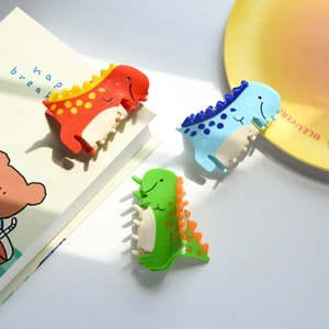 Pinces à cheveux dinosaures créatives en rouge, bleu et vert pour coiffure élégante