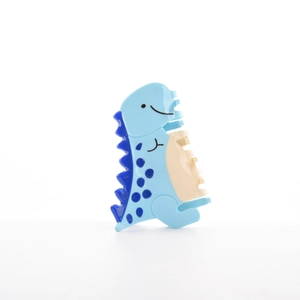 Pince à cheveux dinosaure bleue mignonne en acétate brillant pour style élégant