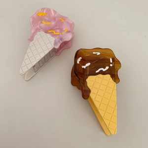 Creative cream ice cream cone hair claws in pink and chocolate acetate finishes