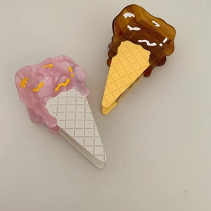 Creative Acetate Ice Cream Cone Hair Claw Clip Sweet Handmade Melting Ice Cream Shark Clip Large Fashion Hair Accessory For Women