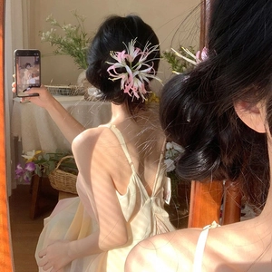 Rosafarbene Lycoris Haarklammer im chinesischen Stil für elegante Hochsteckfrisuren