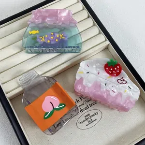 Simpatici Mollettoni per Capelli in Acetato a Forma di Frutta Torta alla Fragola Bottiglia di Pesca Barattolo di Caramelle Accessori per lo Styling dei Capelli Cartoon per Donna Ragazze
