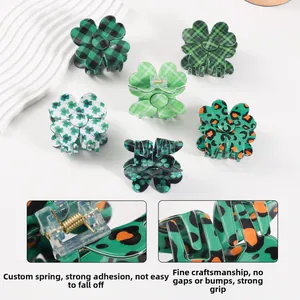 Detail of 6-pack green hair claws showing strong metal springs and smooth shark clips