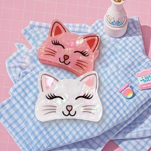 Pinces à cheveux chat mignonnes en acétate rose et blanc avec fini perlescent
