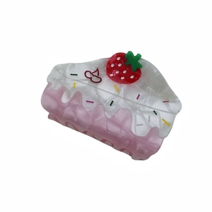 Pinza per capelli in acetato a forma di torta alle fragole per acconciature eleganti