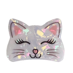 Pince à cheveux mignonne en forme de chat blanc holographique en acétate de qualité