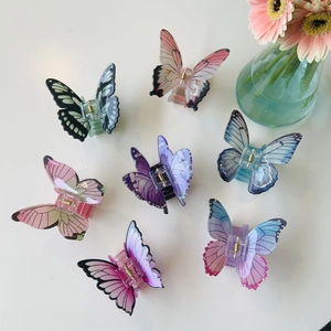 Elegante Molletta per Capelli a Farfalla Sfumata in Acrilico Simulazione 3D Farfalla Shark Clip Grande Presa per Capelli Accessori per Capelli Donna
