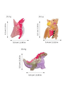Détails des dimensions des pinces à cheveux dinosaures avec texture acétate nacrée