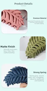 Detailed macro view of matte leaf hair claw clips with durable metal springs
