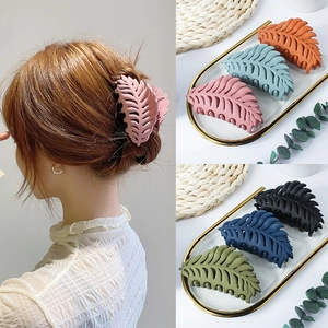 Matte leaf-shaped hair claw clips in various colors for women's elegant hair styling