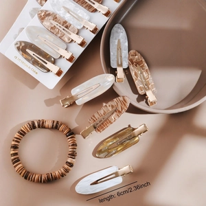 Set di fermagli per capelli in acetato da 6 cm con motivi marmo e tartaruga