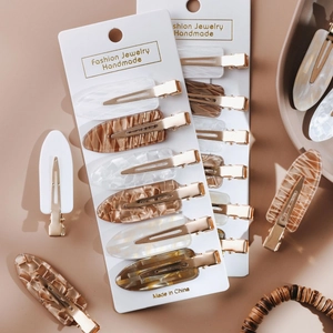 Set di 6 fermagli per capelli in acetato con motivi marmorizzati e toni della terra