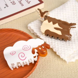 Acetate Cartoon Animal Hair Claw Clips Cute Sheep Cow Pattern Large Hair Clamps For Women Thick Hair Styling Accessories