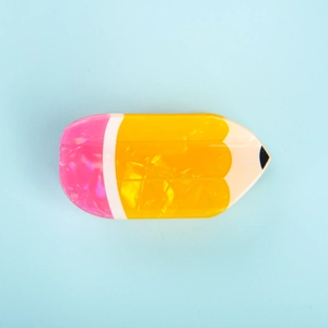 Creative marble texture acetate pencil shaped hair claw clip in yellow and pink