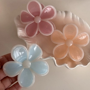 Blumen-Haarklammern in Pastellfarben mit weißem Rand und eleganter Jelly-Optik