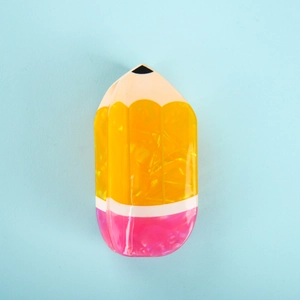 Creative pencil shaped hair claw clip in bright yellow acetate for women's hair styling