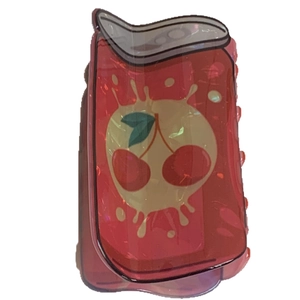 Creative red soda can hair claw clip with cherry motif for vibrant ponytail styling