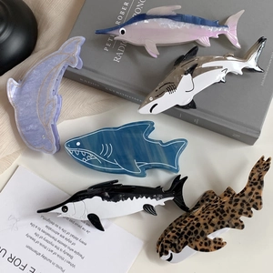 Large Acetate Shark Dolphin Hair Claw Clip Ocean Animal Marine Life Hair Clip For Women Daily Vacation Styling Accessories