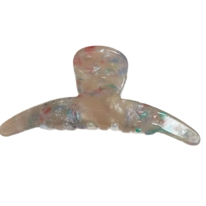 Elegant acetic acid shark hair claw clip with colorful confetti pattern and handmade detail