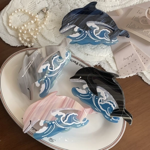 Acetate Dolphin Wave Hair Claw Clip For Women Ocean Series Large Shark Clip Non-Slip Elegant Hair Styling Accessory