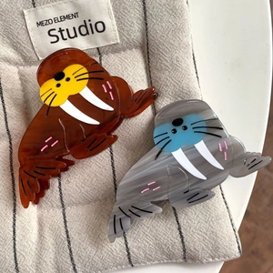 Creative Walrus Shape Acetate Hair Claw Clip Cute Sea Animal Hairpin Marble Texture Hair Accessories For Women Girls