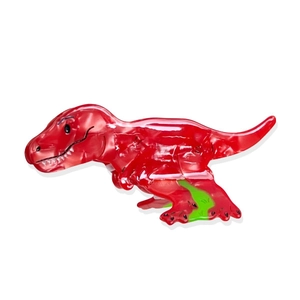 Cartoon red dinosaur hair claw clip made of translucent acetate for women styling