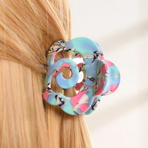 Cloud shape marble acetate hair claw clip with colorful pattern for women hairstyle