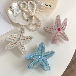 Pince À Cheveux En Acétate Pour Femmes Forme Étoile De Mer Strass Barrette Araignée Accessoires Cheveux Élégants