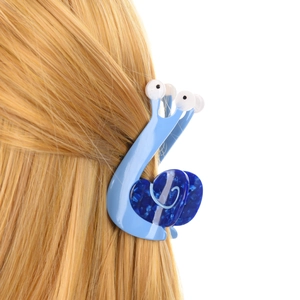 Pinza per capelli creativa a forma di lumaca in acetato blu per uno stile carino