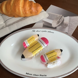 Cute yellow pencil shaped acrylic hair claw clip set for creative ponytails and updos